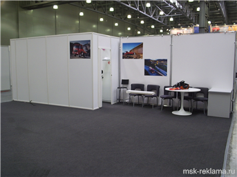 Picture. Advertising Agency Exhibition stand. Examples of work. Exhibition design.